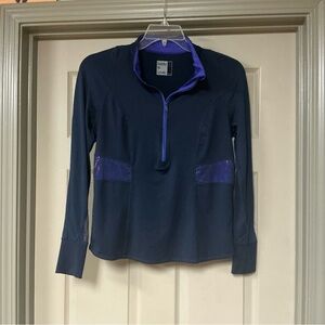 Lucky in Love Women's Iridescent Navy and Purple Quarter-Zip Sweatshirt